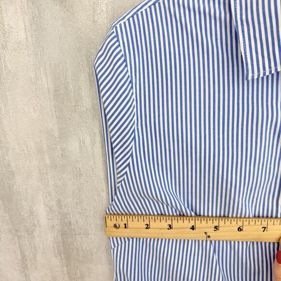 J. Crew Shirt Women’s XS Button-up Poplin Signature Fit Blue Stripes Minimalist - Picture 9 of 12